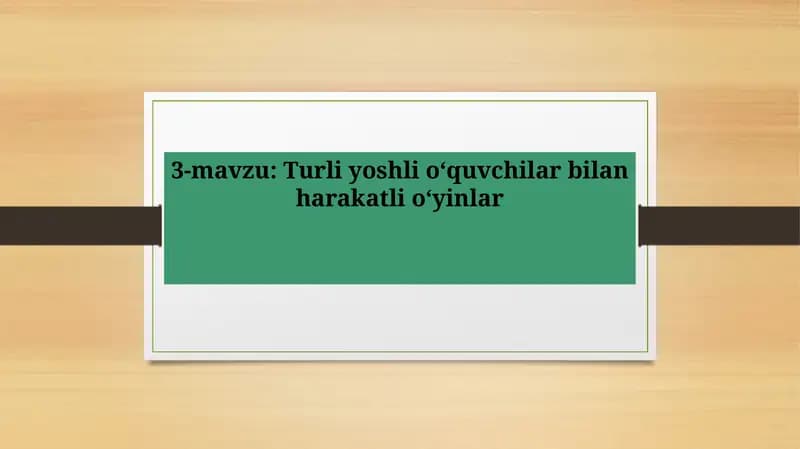 Turli yoshli o‘quvchilar bilan harakatli o‘yinlar