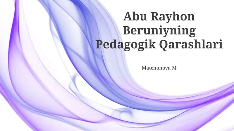 Abu Rayhon Beruniyning Pedagogik Qarashlari