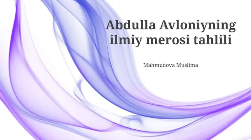 "Avloniyning Ilmiy-Pedagogik Qarashlari"