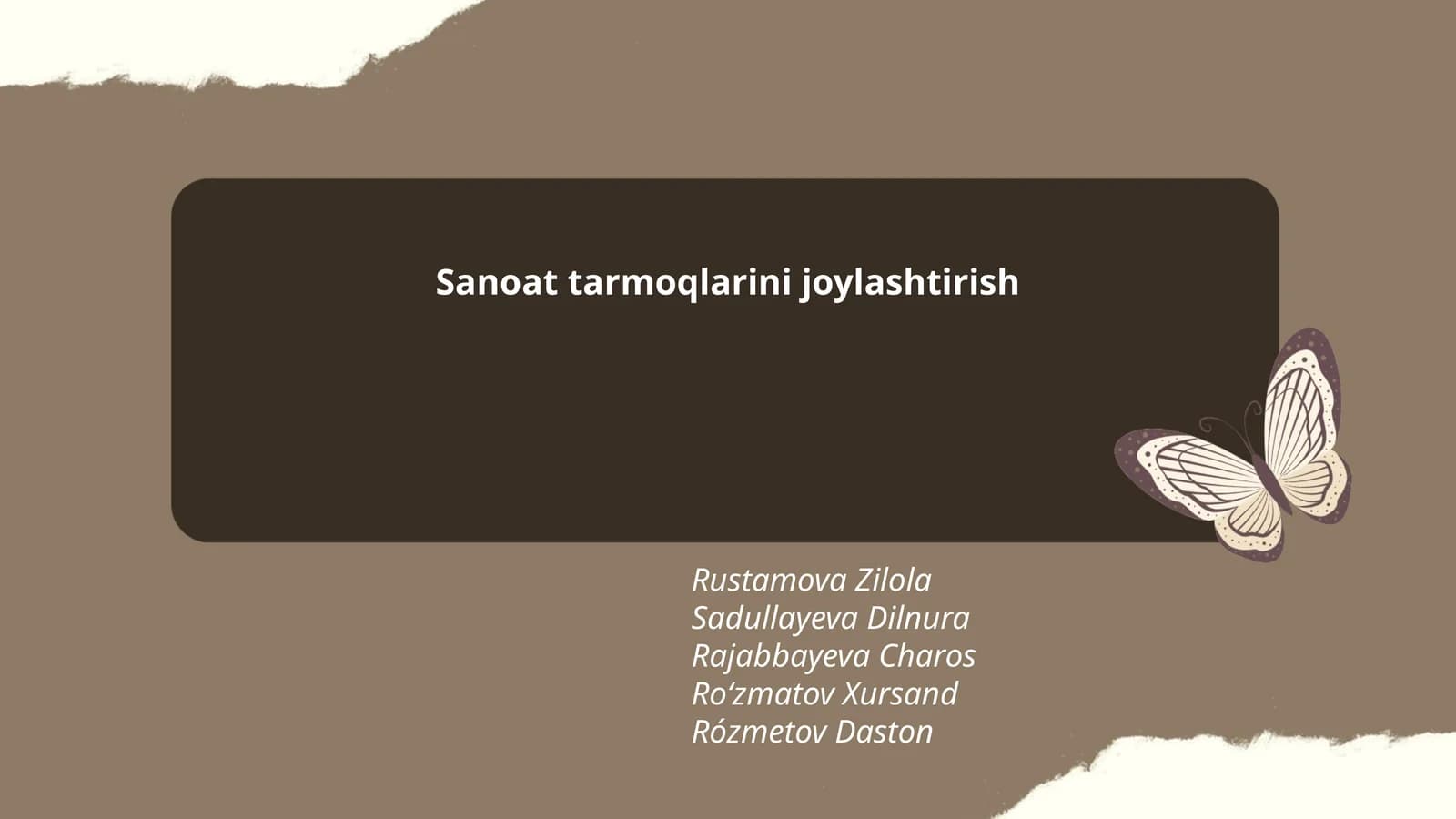 Sanoat tarmoqlarini joylashtirish