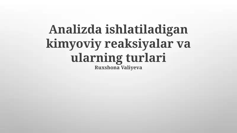 Analitik kimyoviy reaksiyalar
