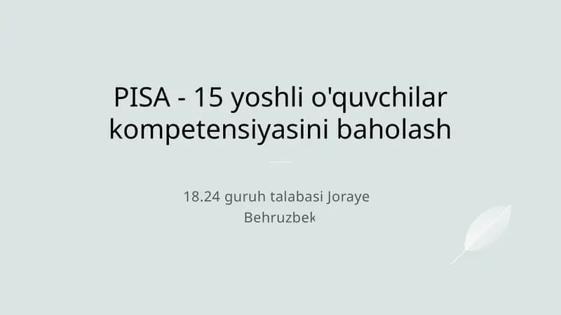 15 yoshli o'quvchilarning kompetensiyalarini baholash