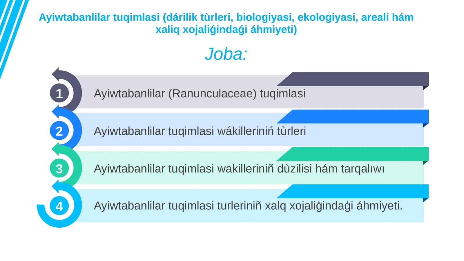 Ayiwtabanlilar tuqimlasi (dárilik tùrleri, biologiyasi, ekologiyasi, areali hám xaliq xojaliǵindaǵi áhmiyeti)