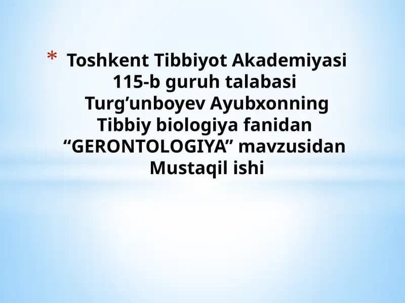 GERONTOLOGIYA