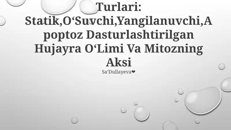 Hujayra Populyatsiyasing Turlari