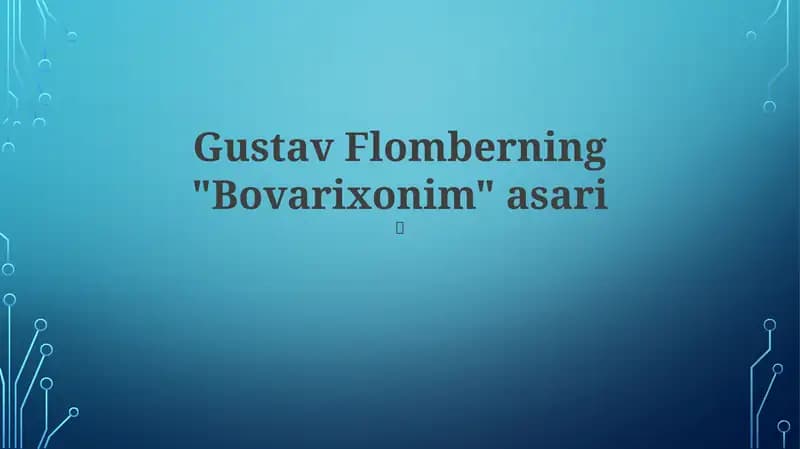 Gustav Flomberning "Bovarixonim" asari