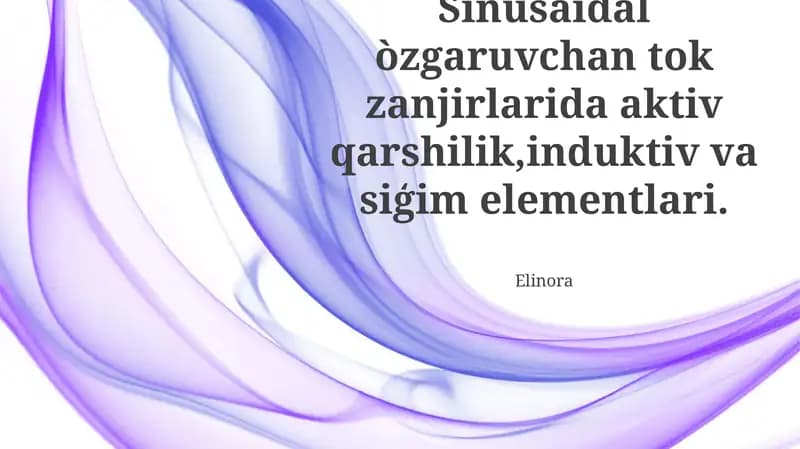O'zgaruvchan Tok Zanjirlarida Faol Qarshilik