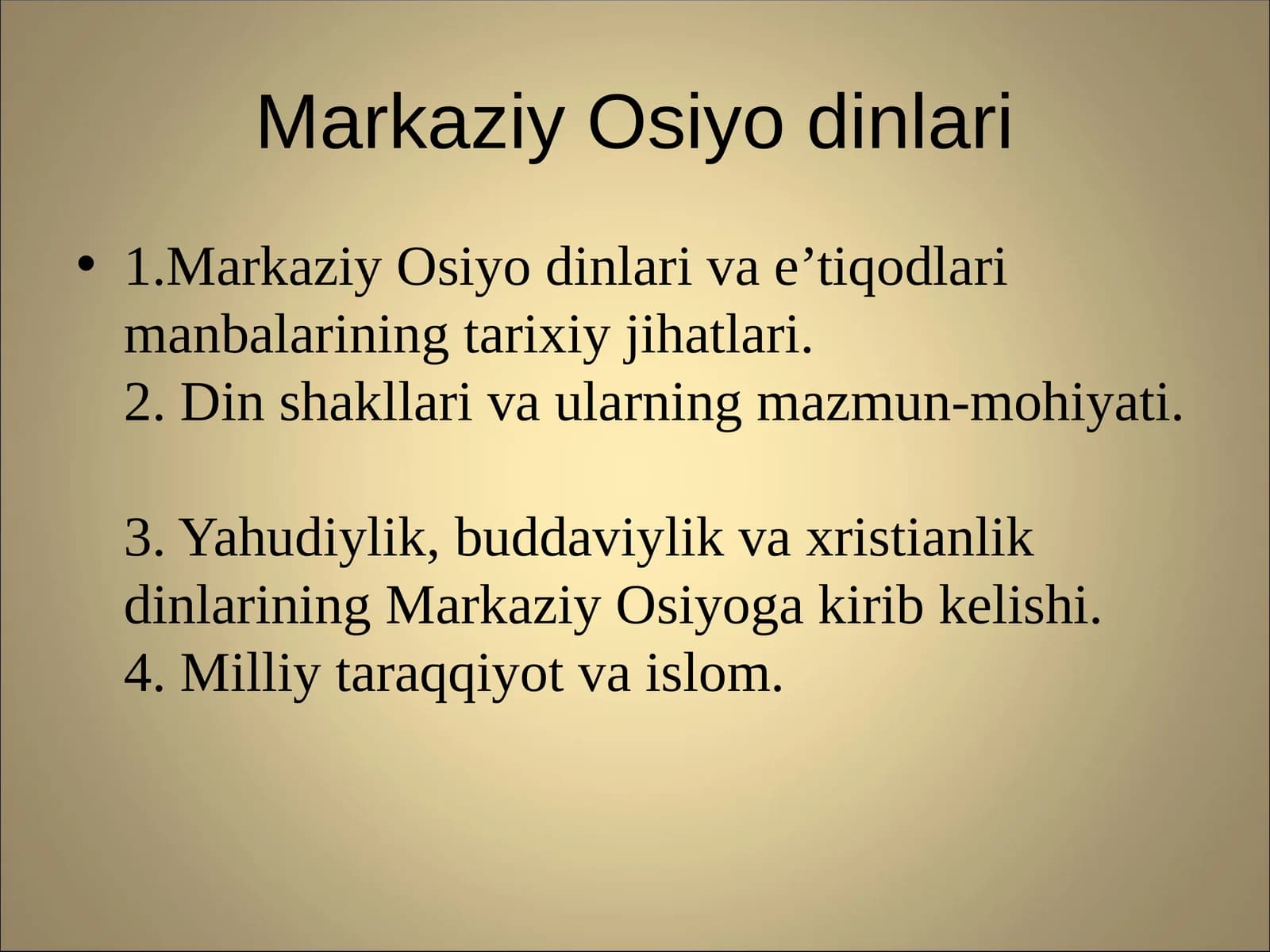 Markaziy Osiyo dinlari