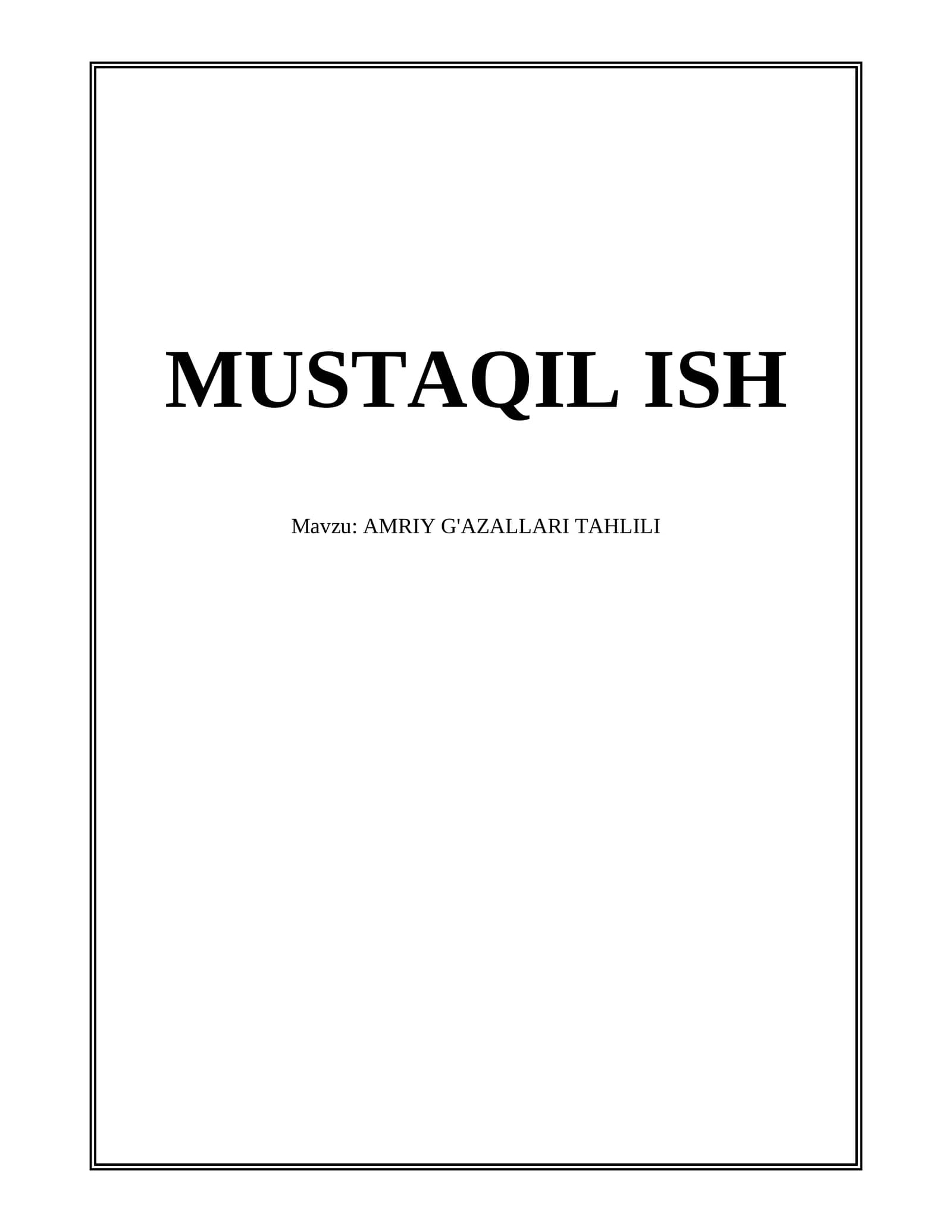 AMRIY G'AZALLARI TAHLILI