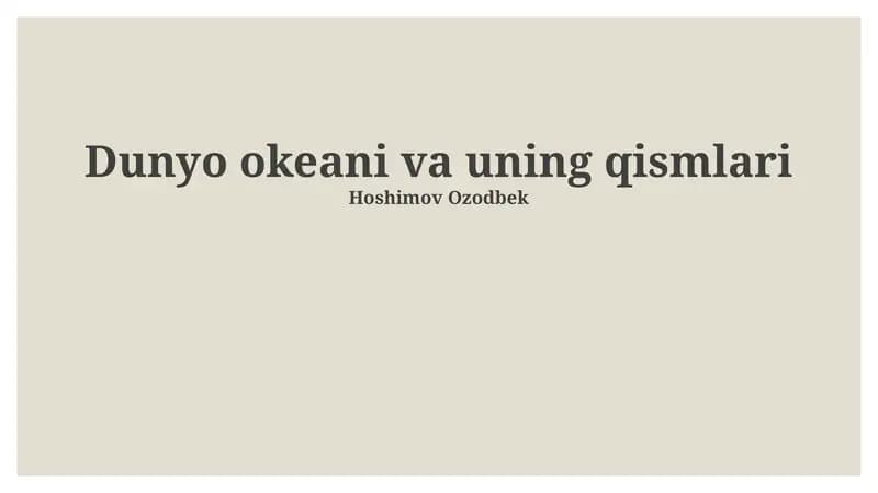 Dunyo okeani va uning qismlari