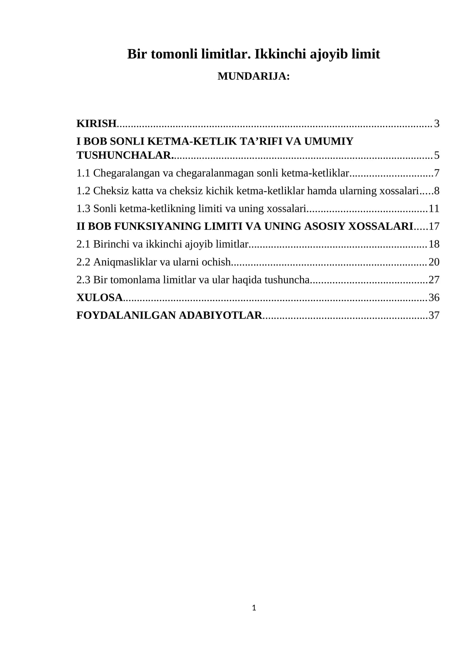 Bir tomonli limitlar. Ikkinchi ajoyib limit