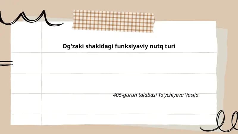 Og'zaki shakldagi funksiyaviy nutq turi