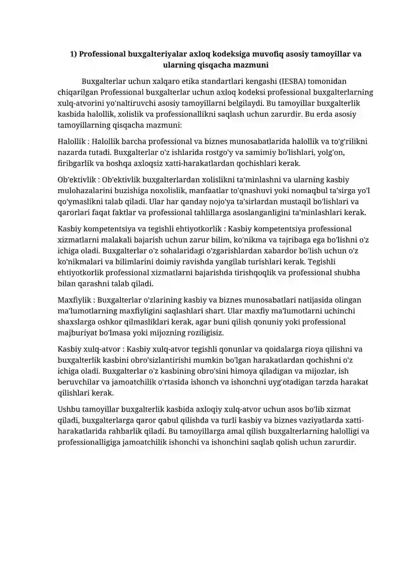Professional buxgalteriyalar axloq kodeksi