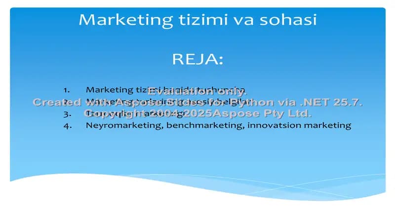 Marketing tizimi va sohasi