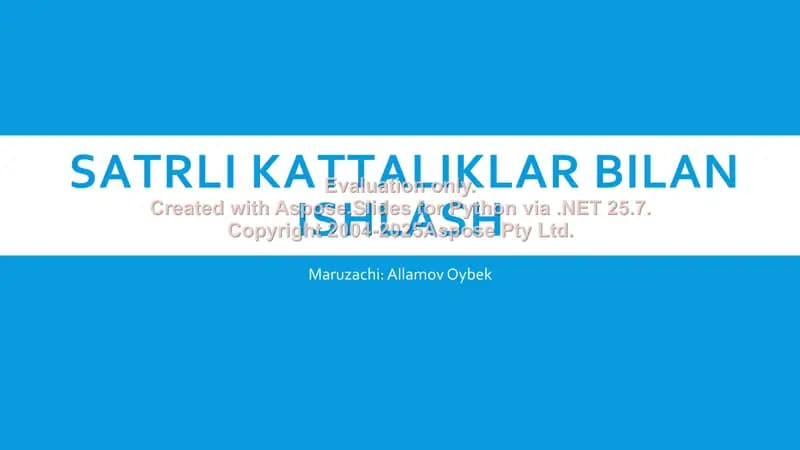 Satrli kattaliklar bilan ishlash