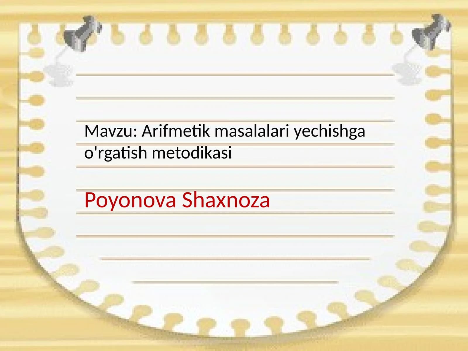Arifmetik masalalariyechishgao'rgatishmetodikasi