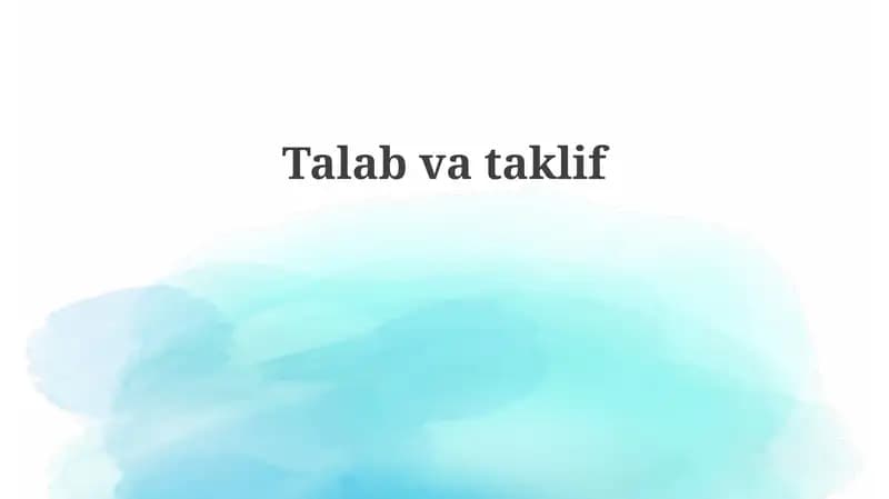 Talab va Taklif Asoslari