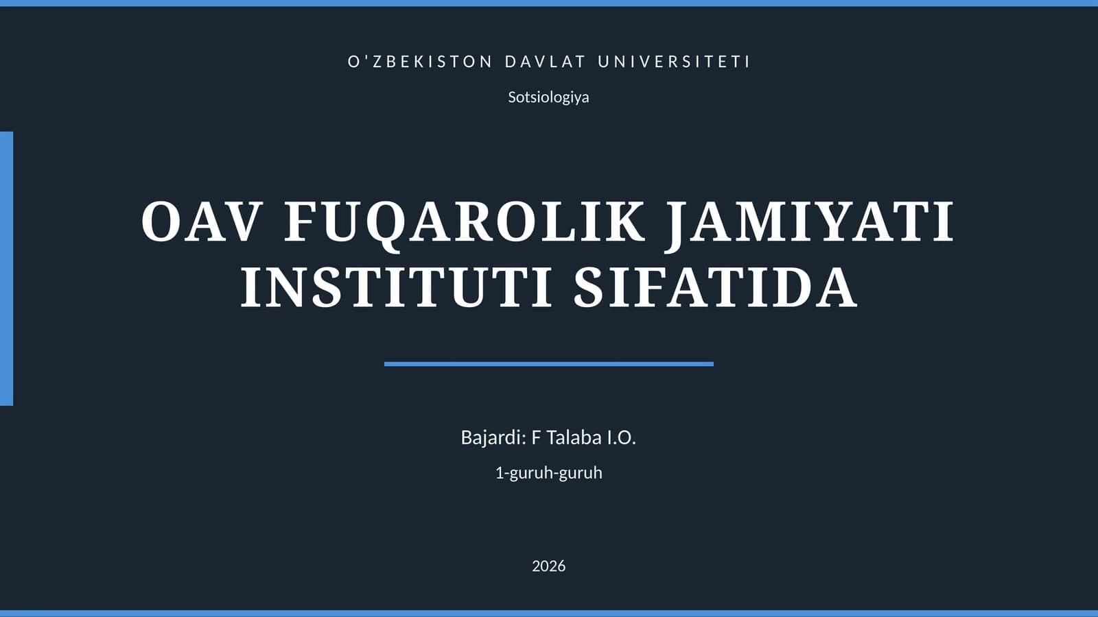 OAV FUQAROLIK JAMIYATI INSTITUTI SIFATIDA