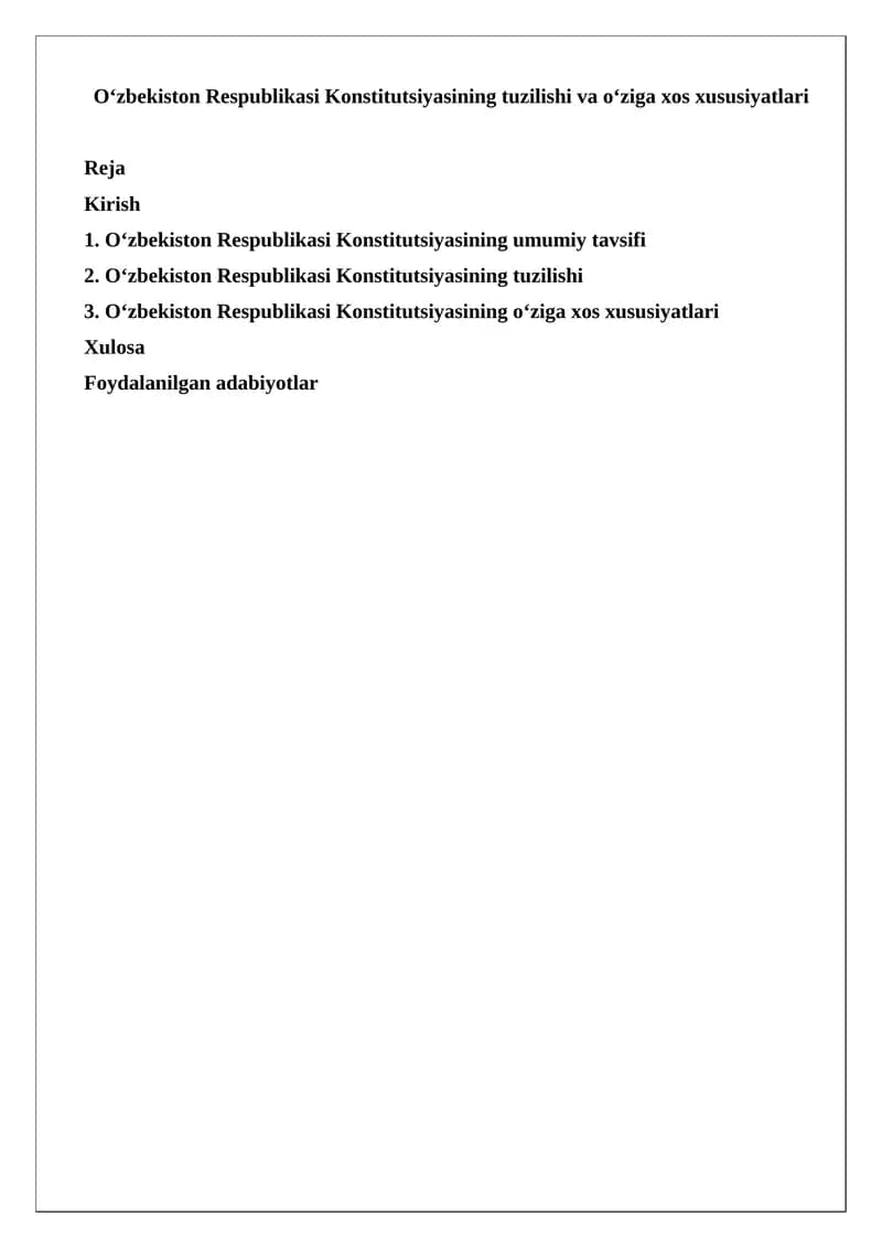 O‘zbekiston Respublikasi Konstitutsiyasi