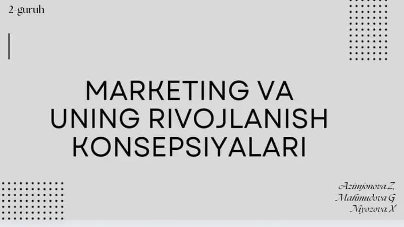 Marketing tushunchasi