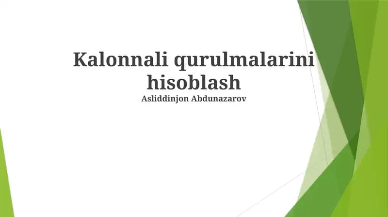 Kalonli qurulmalarini hisoblash