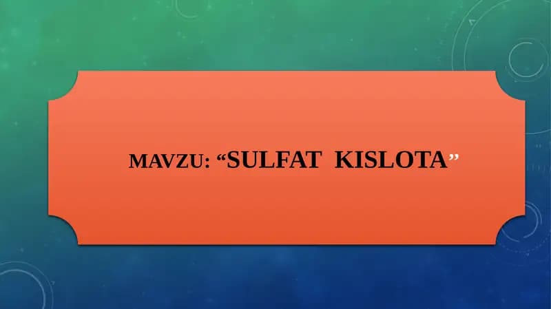 Sulfat kislo'ta