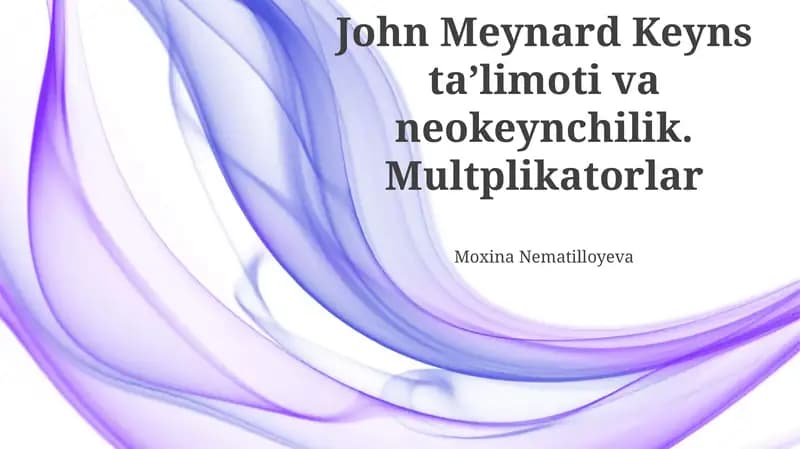 Jon Meynard Keyns ta'limoti va Neo-Keynsianizm
