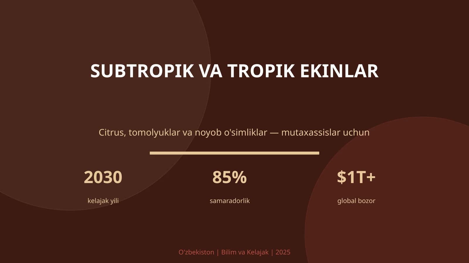 Subtropik va Tropik Ekinlar