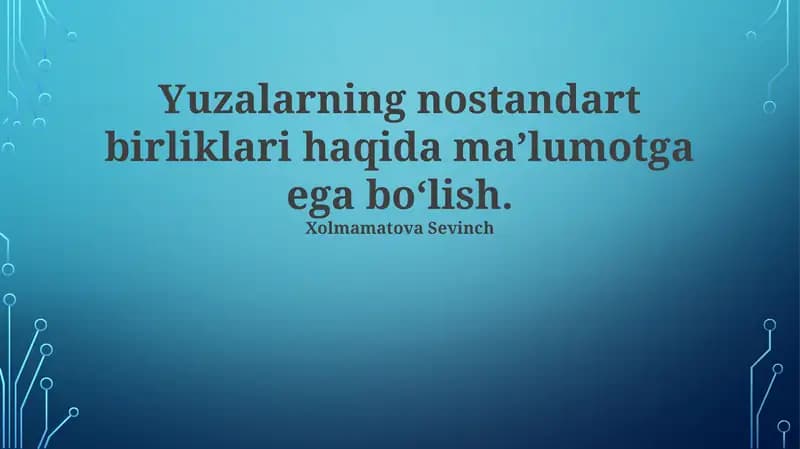 Nostandart O'lchov Birliklari