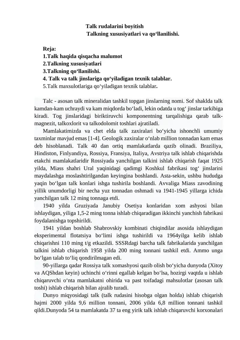 Talk rudalarini boyitish