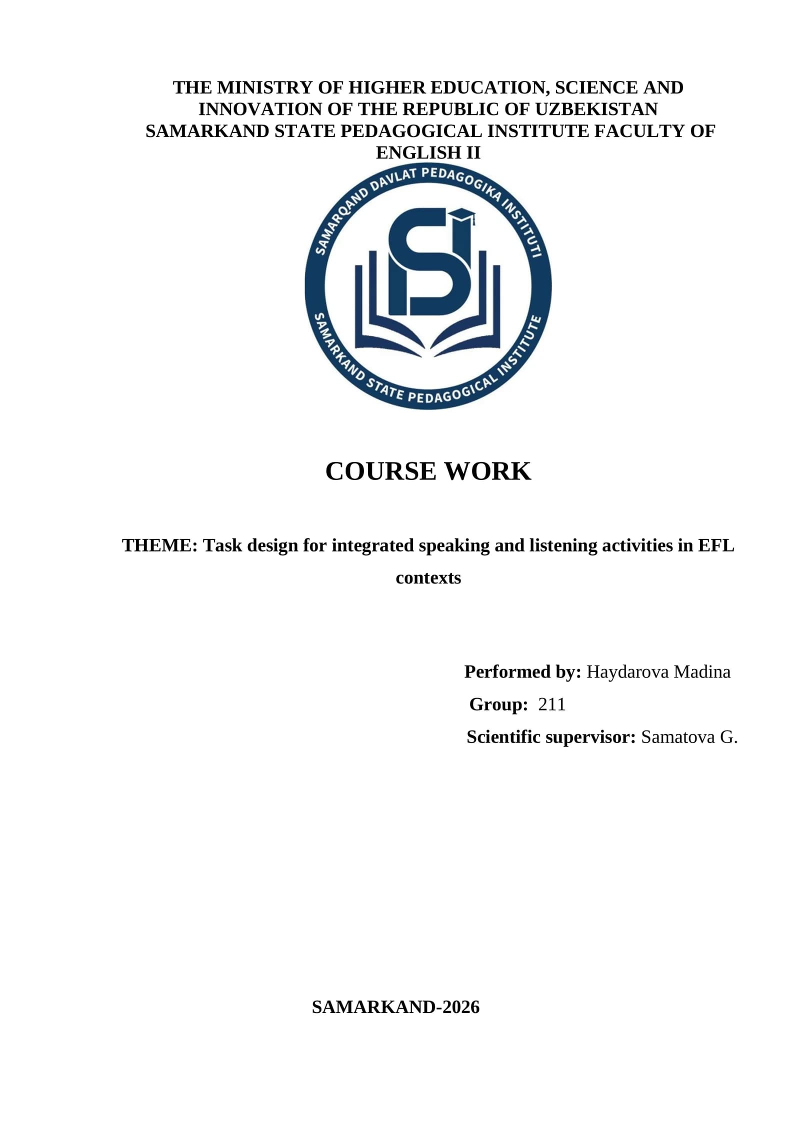 Task design for integrated speaking and listening activities in EFL contexts