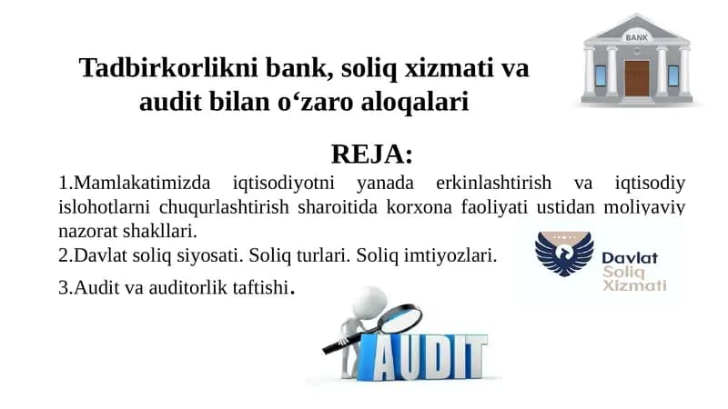 Moliya va soliq faoliyati ustida nazorat shakllari