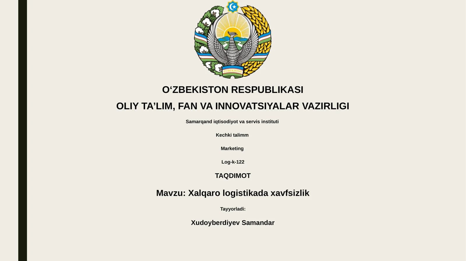 Xalqaro logistikada xavfsizlik