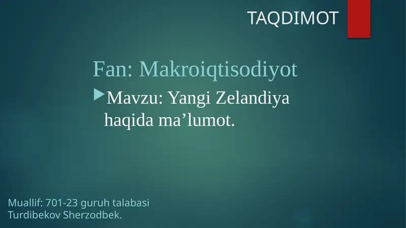 Yangi Zelandiya haqida ma’lumot