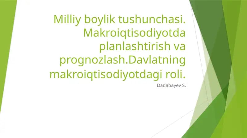 milliy boylik tushunchasi