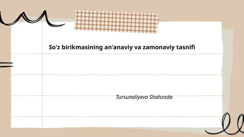 So'z birikmasining an'anaviy va zamonaviy tasnifi