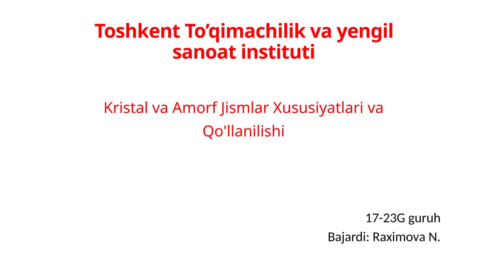 Kristal va Amorf Jismlar: Xususiyatlari va Qo'llanilishi