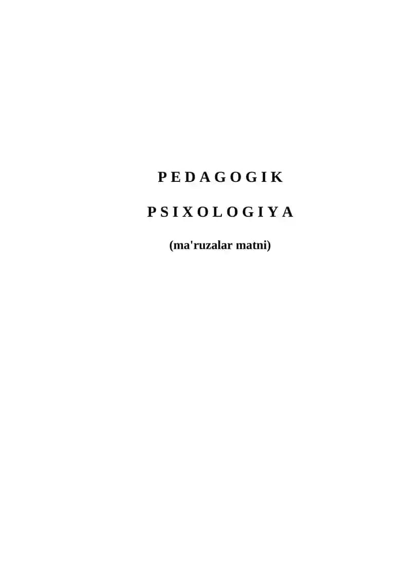 Pеdagogik Psixologiya