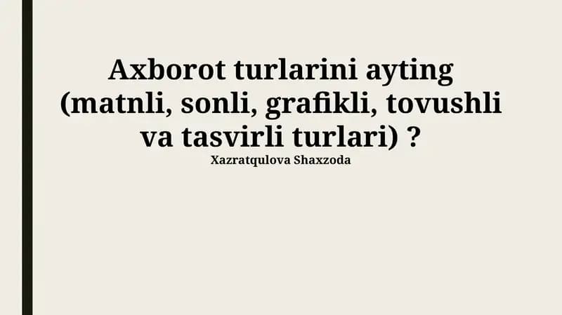 Matnli Ma'lumotlar