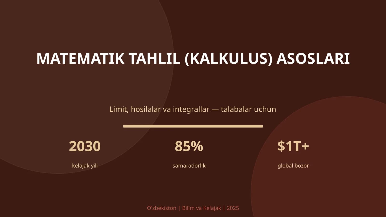 MATEMATIK TAHLIL (KALKULUS) ASOSLARI
