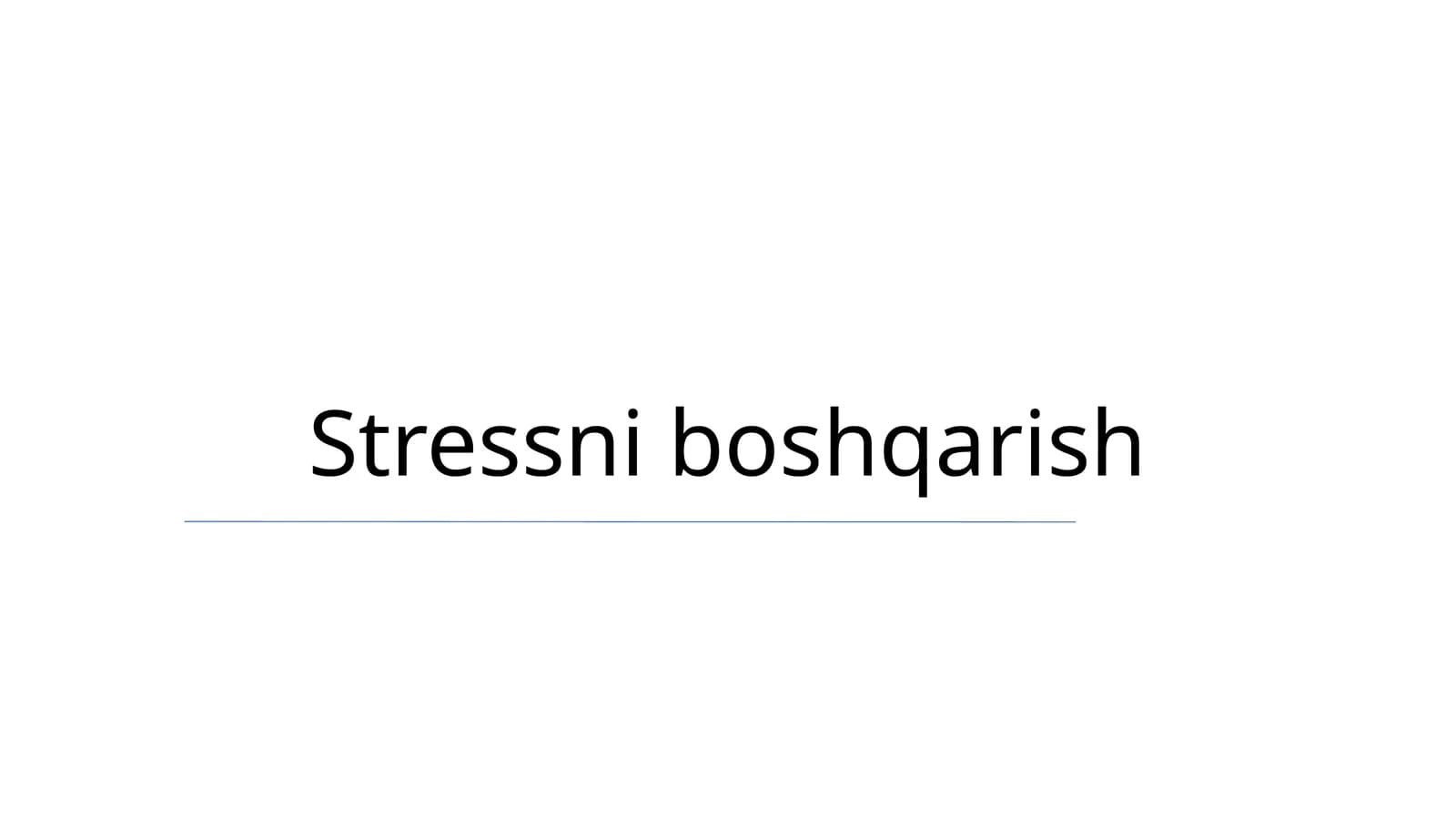 Stressni boshqarish