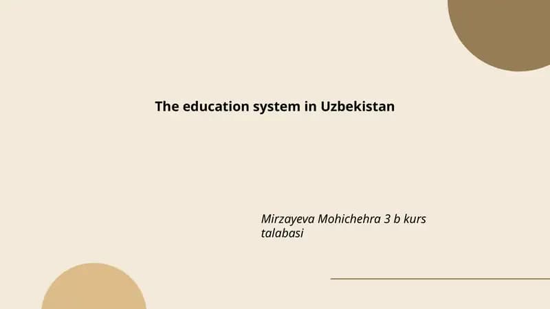 The education system in Uzbekistan