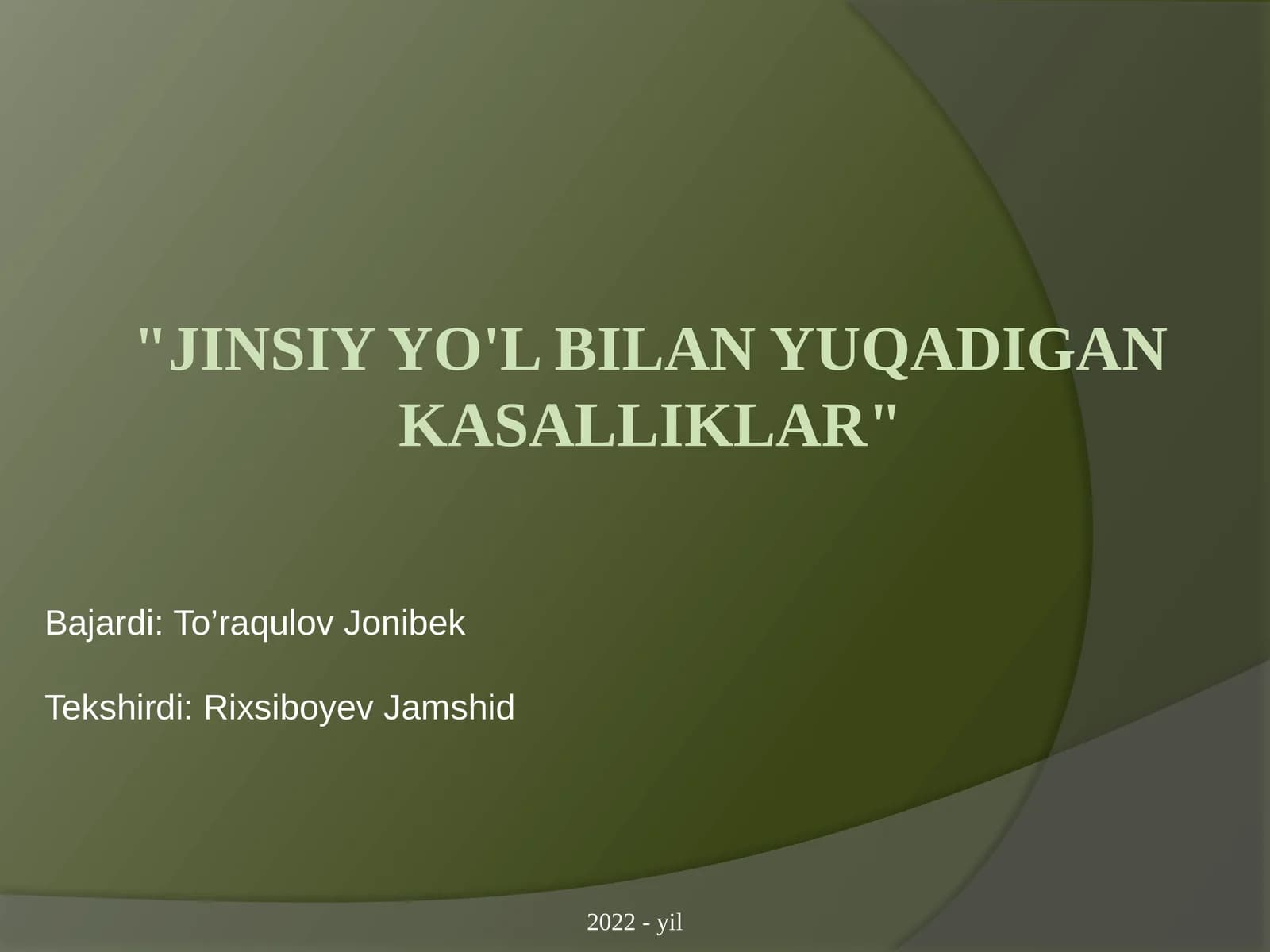 Jinsiy yo'l bilan yuqadigan kasalliklar.Xlamidiya