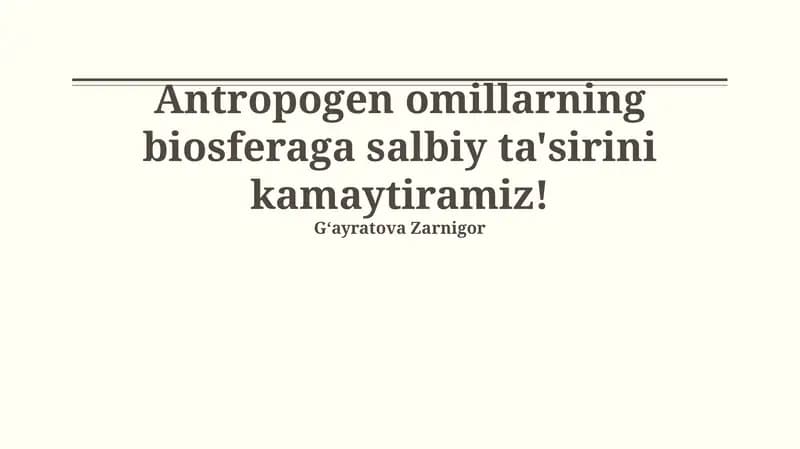 Ekologik ta'lim va tarbiya