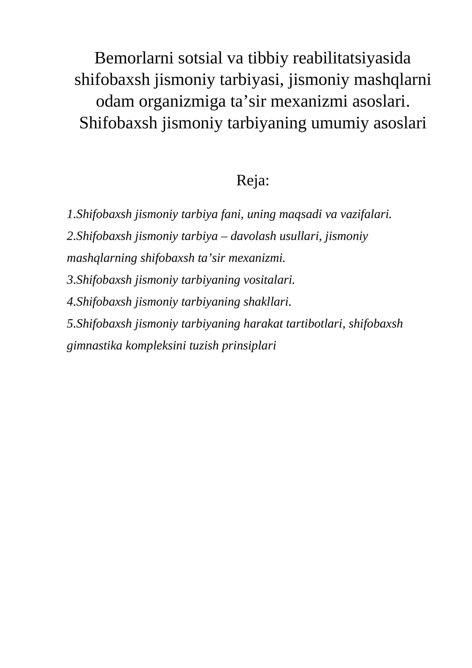 Shifobaxsh jismoniy tarbiya