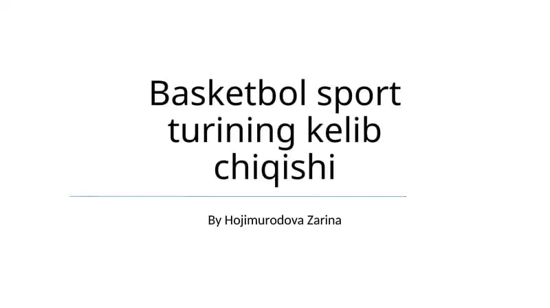 Basketbol sport turining kelib chiqishi