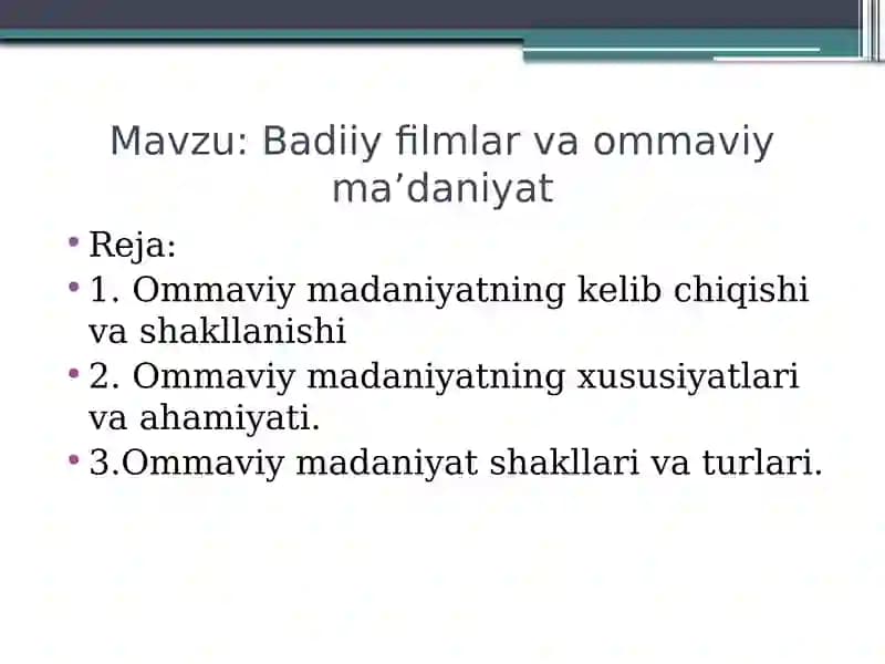 Badiiy filmlar va ommaviy ma'daniyat