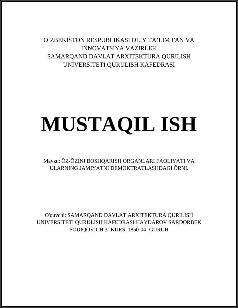 O'z-o'zini boshqarish organlari