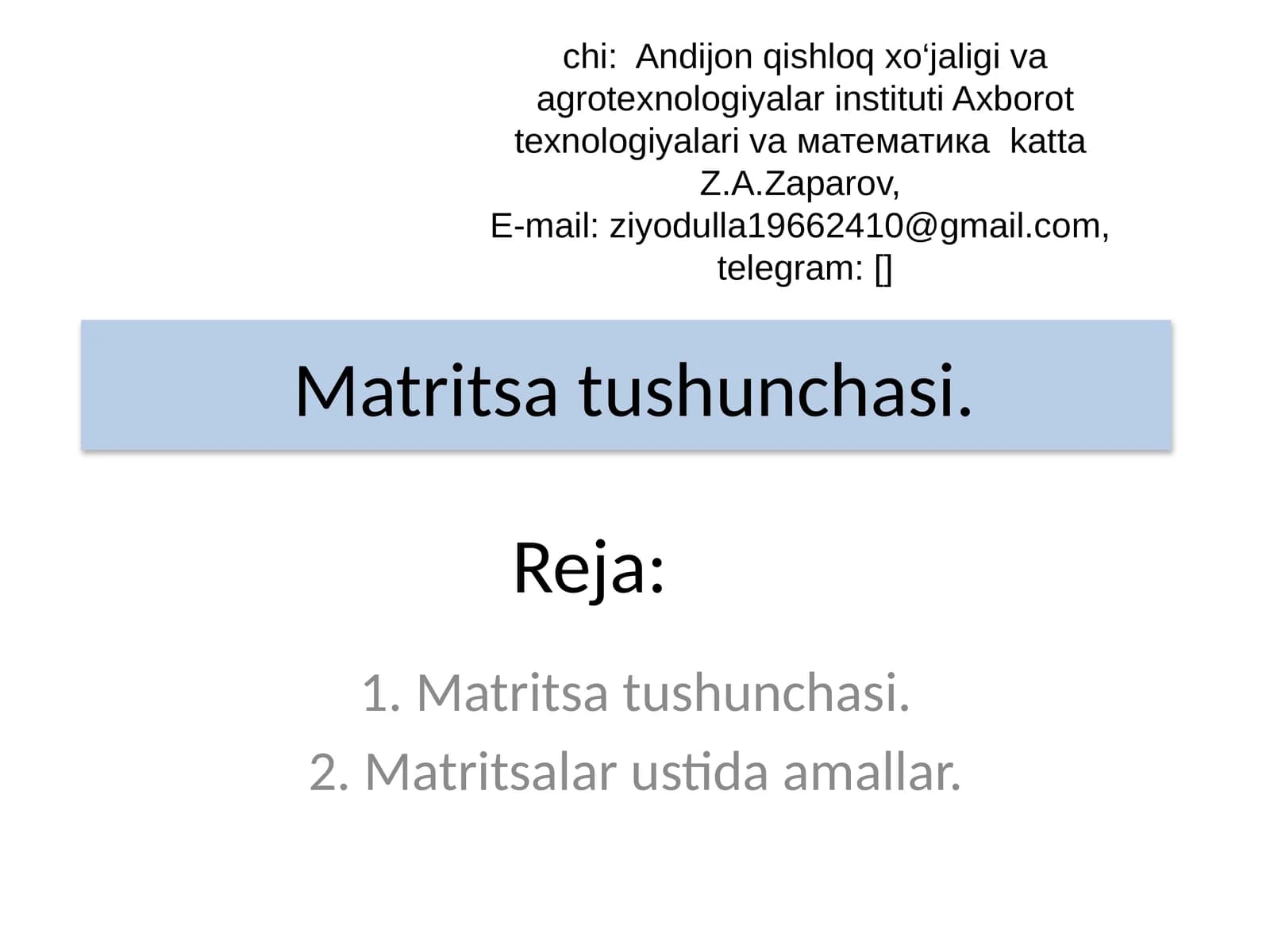 Matritsa tushunchasi