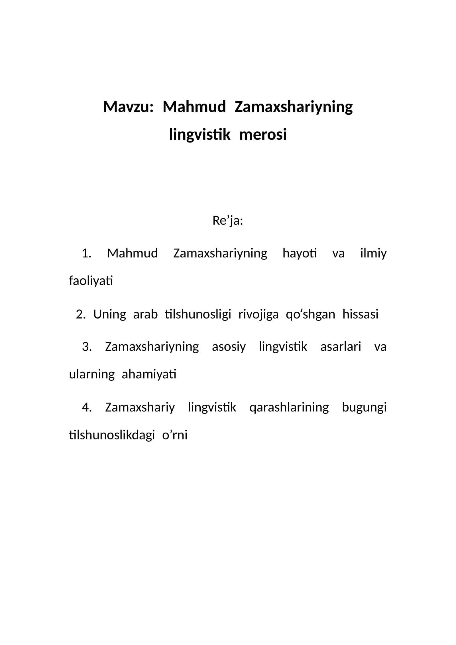 Mahmud Zamaxshariyning lingvistik merosi